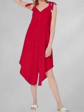 MSK Red Draped Wide-Leg Jumpsuit